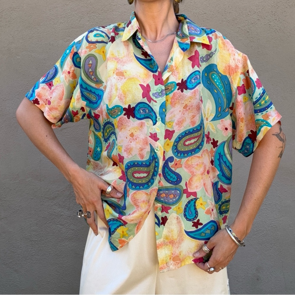 Oscar de la Renta Silk Expressions Shirt